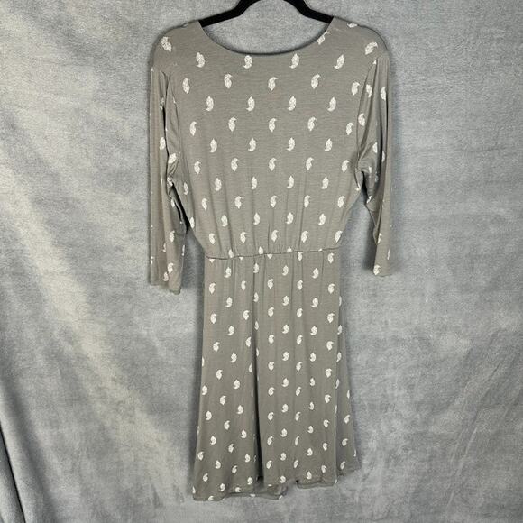 Garnet Hill Dress Womens Medium Gray 3/4 Length Sleeve Ruched Stretch Career - Picture 5 of 13